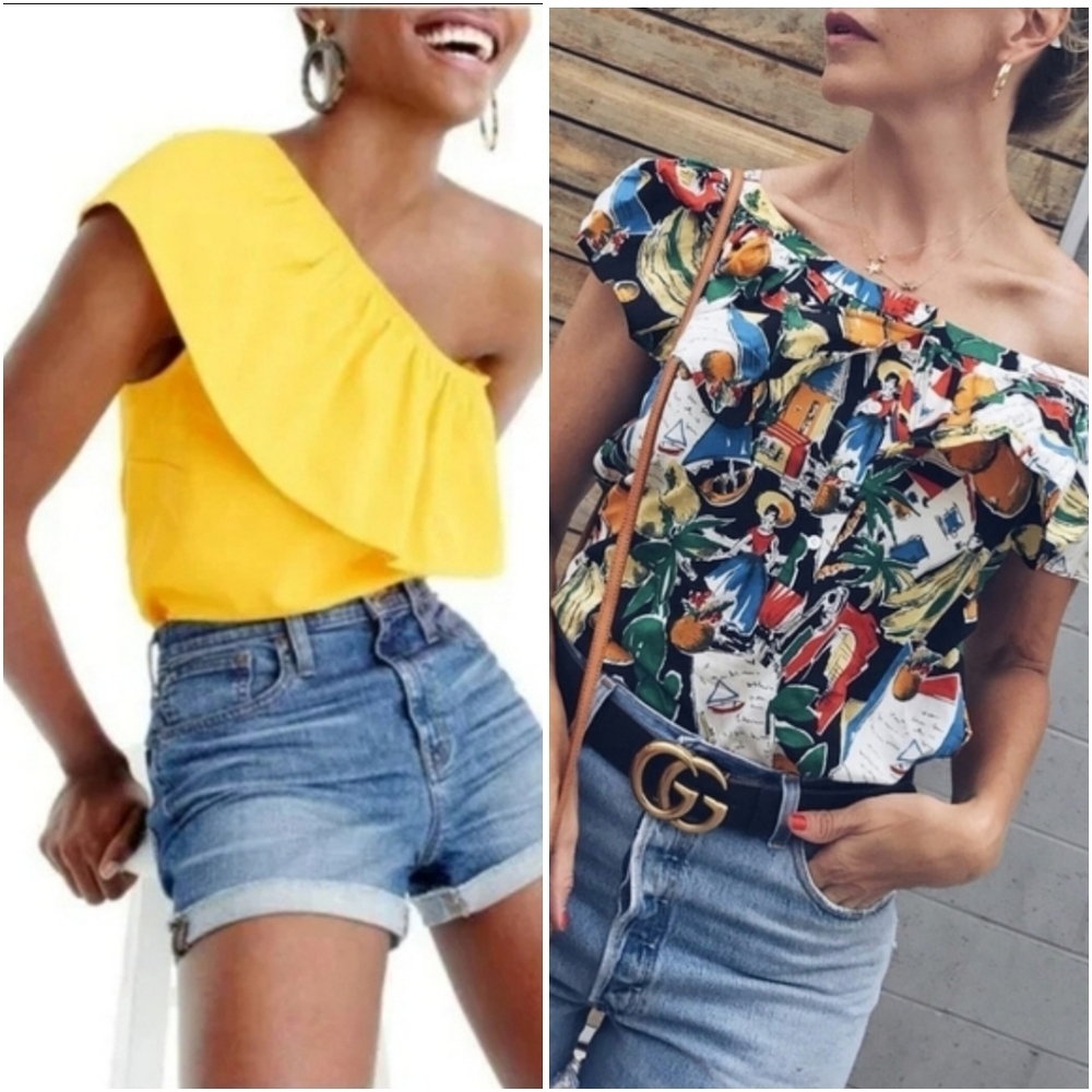 J. Crew 2-Piece Ruffle Top Bundle, 2-piece Tropical Top